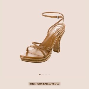 Dior Tan Braided Leather Slingback Heels